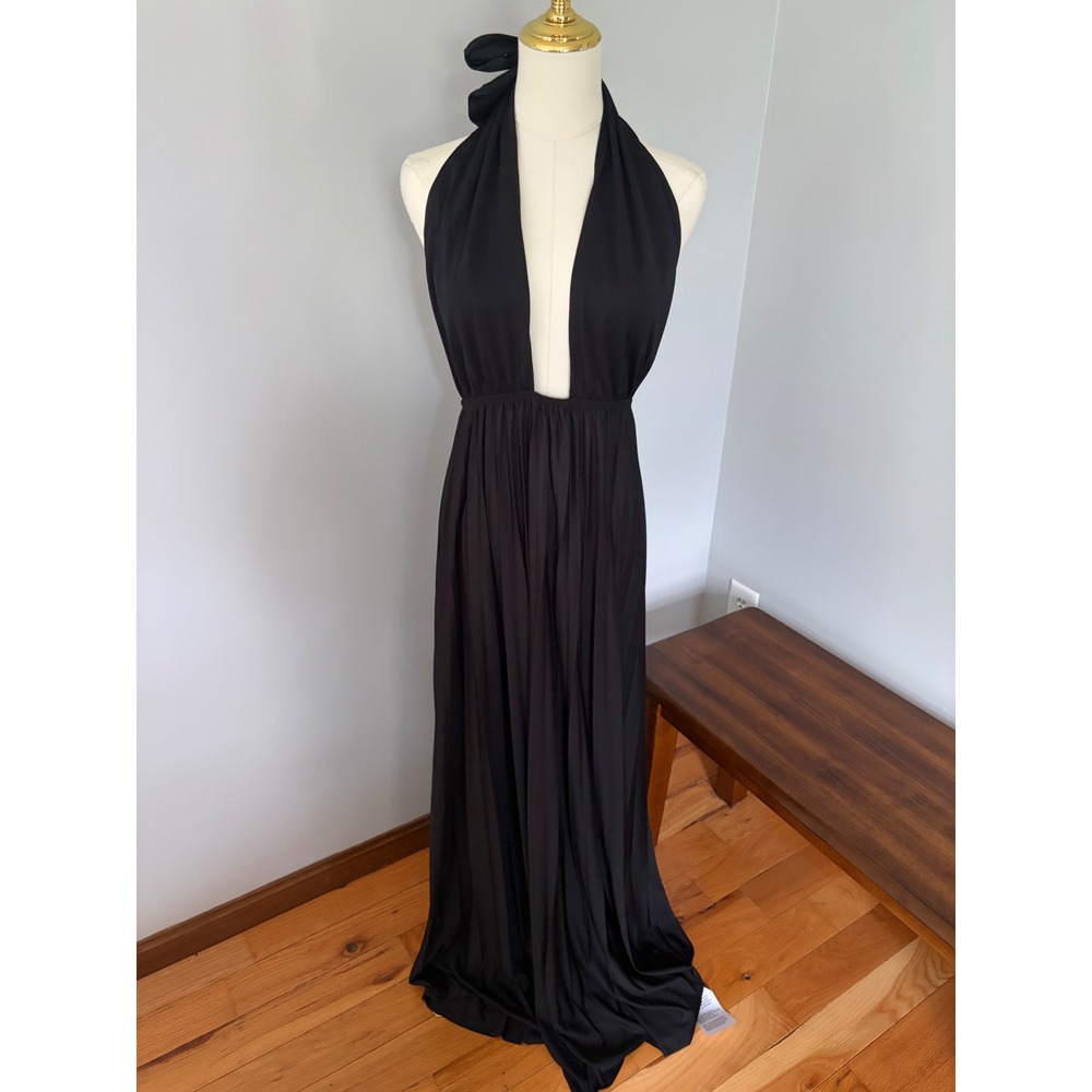 ASOS DESIGN halter pleat maxi dress black size 6 NWOT